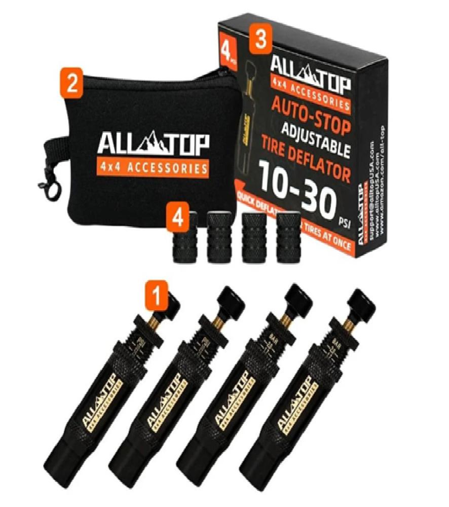 طقم بلوف تنسيم كفرات تلقائي Adjustable Auto-Stop Air-Down Deflator, 10-30 PSI, 4PCS