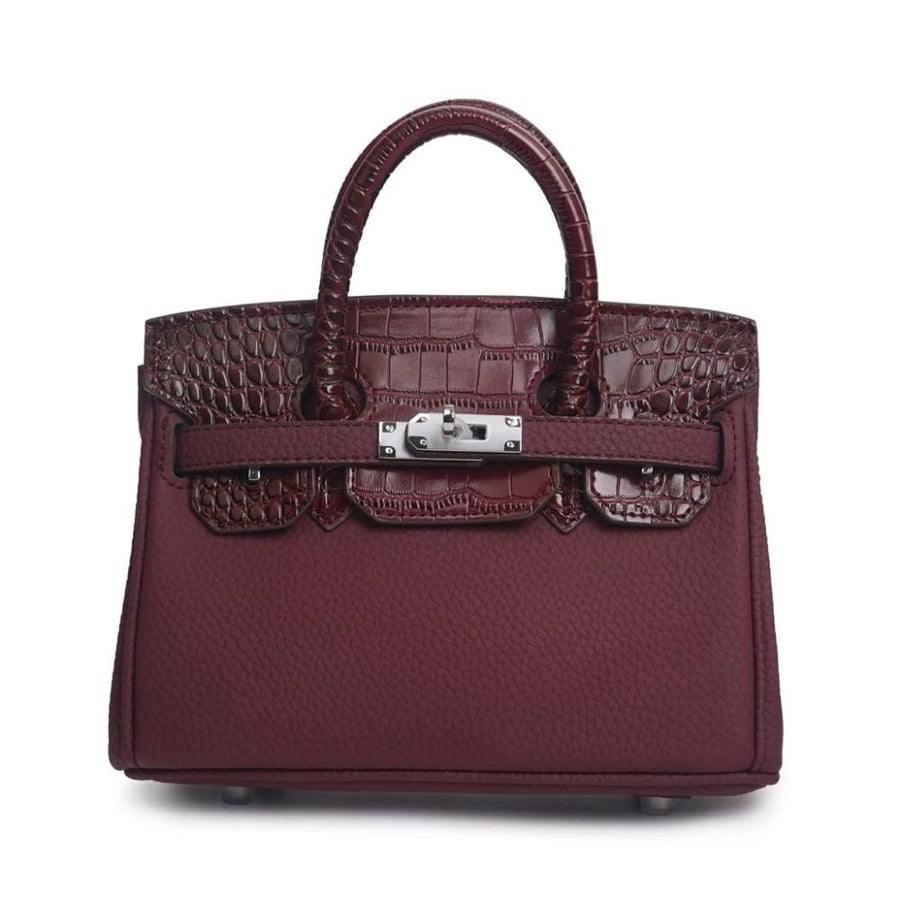 20cm -Croc Birkin - Maroon