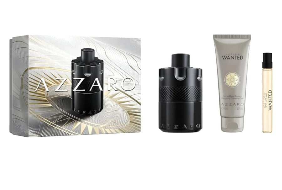 طقم ازارو ذا موست وانتيد اودي بارفيوم انتنس رجالي 100 مل + عطر بخ 10 مل + بودي هامبو 75 مل
