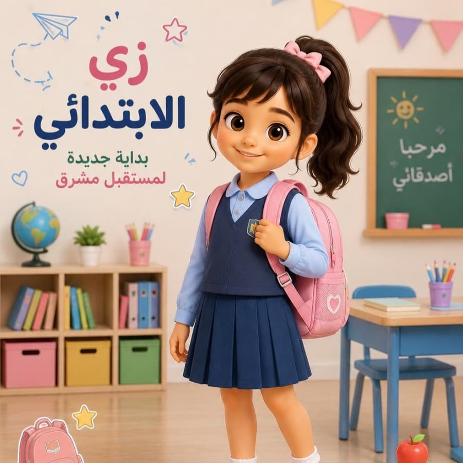 زي الابتدائي المدرسي ( عمر 8 سنوات ) بنات