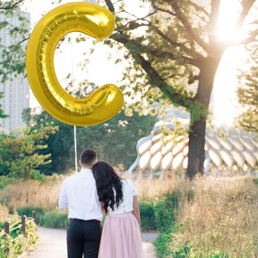 بالون حرف C فويل ذهبي مقاس 16 إنش لتزيين الحفلات - هبة