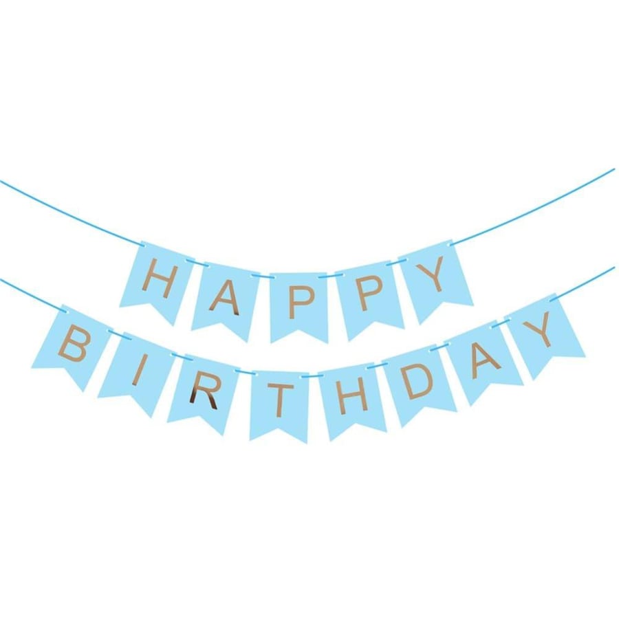 لافتة Happy Birthday معلقة جاهزة لون أزرق سماوي 3 متر - هبة