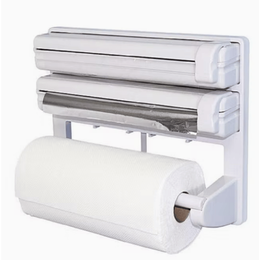 Triple paper dispenser Wall Mounted Paper Towel Foil and Plastic Wrap Dispenser 3 in one foil cutter