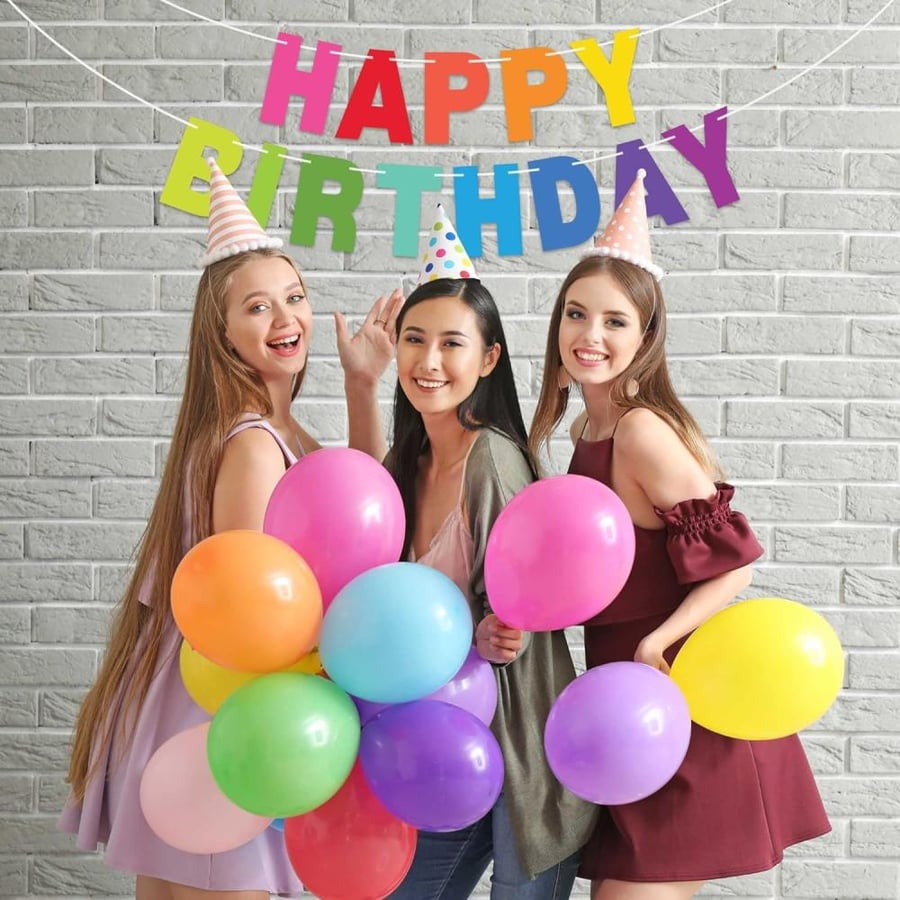 لافتة Happy Birthday معلقة جاهزة لون متعدد الألوان 3 متر - هبة