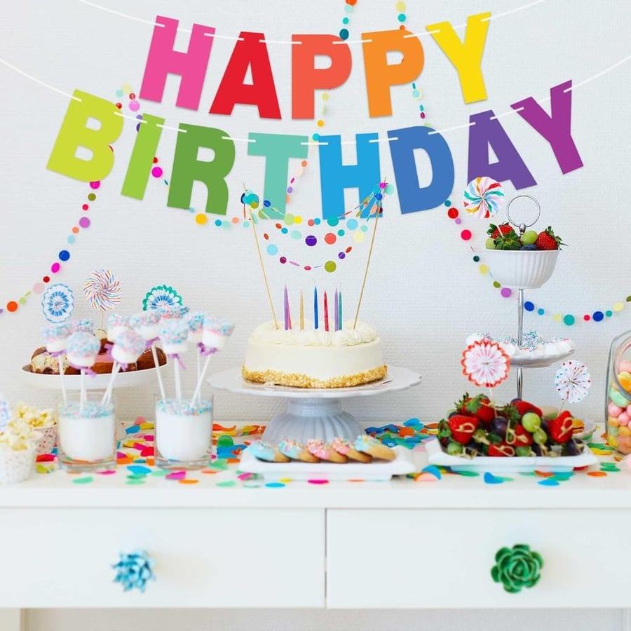 لافتة Happy Birthday معلقة جاهزة لون متعدد الألوان 3 متر - هبة