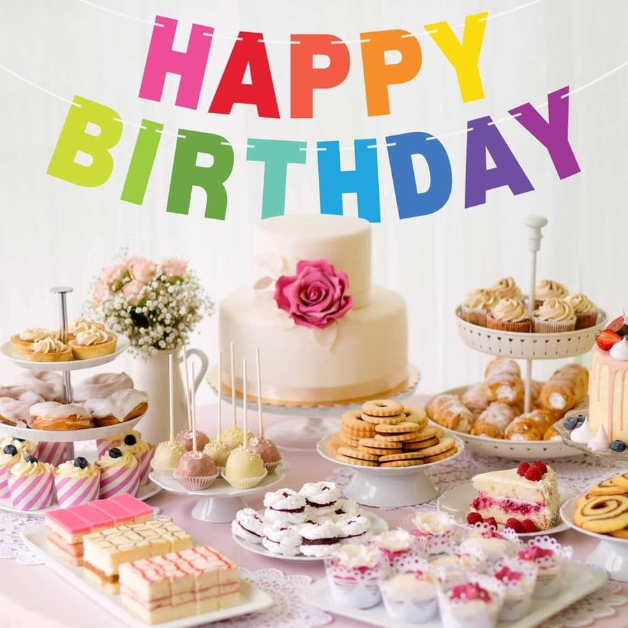 لافتة Happy Birthday معلقة جاهزة لون متعدد الألوان 3 متر - هبة