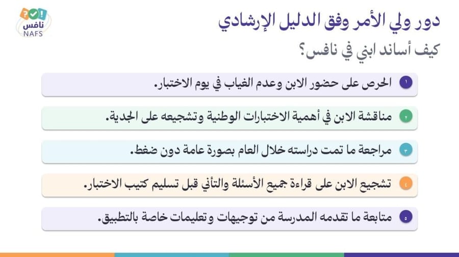 ورشة الاختبارات الوطنية نافس لأولياء الأمور - معًا لدعم أبنائنا نحو تعلم أفضل‬