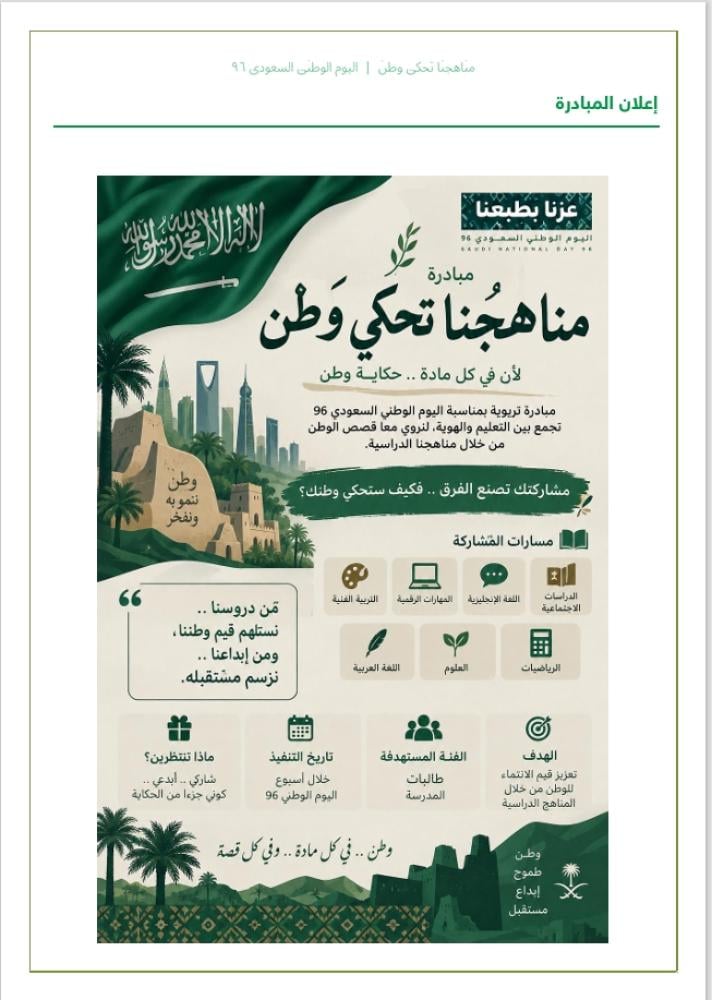 مبادرة مناهجنا تحكي وطن - لليوم الوطني السعودي 96
