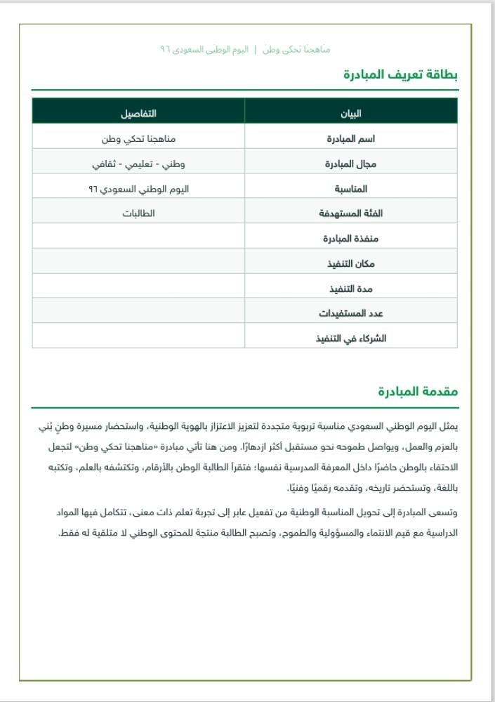 مبادرة مناهجنا تحكي وطن - لليوم الوطني السعودي 96
