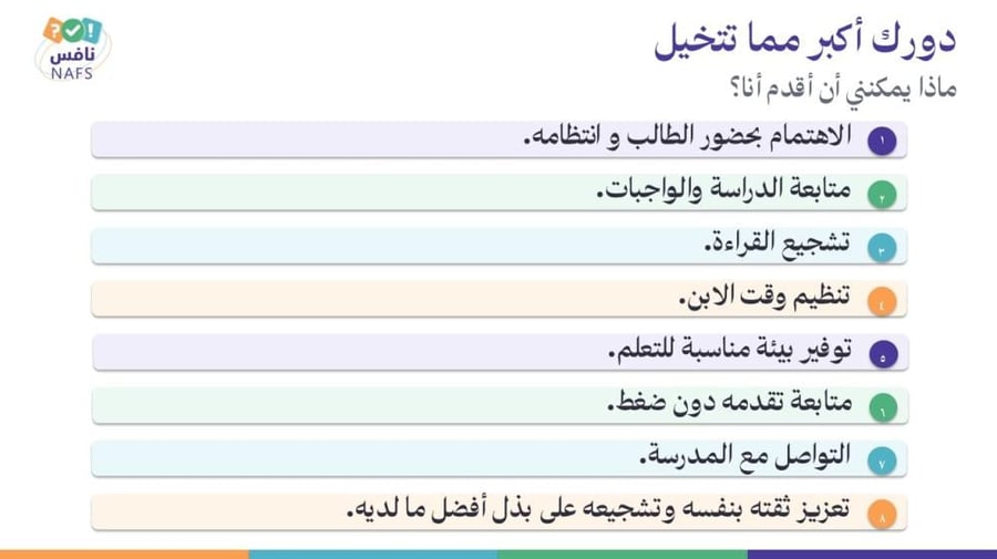 ورشة الاختبارات الوطنية نافس لأولياء الأمور - معًا لدعم أبنائنا نحو تعلم أفضل‬