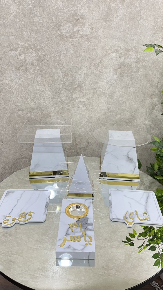 ابيض طقم ضيافة عدد 6 قطع