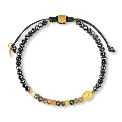 اسوارة watermelon tourmaline مع الهميتيت الطبيعي بجودة ممتازة