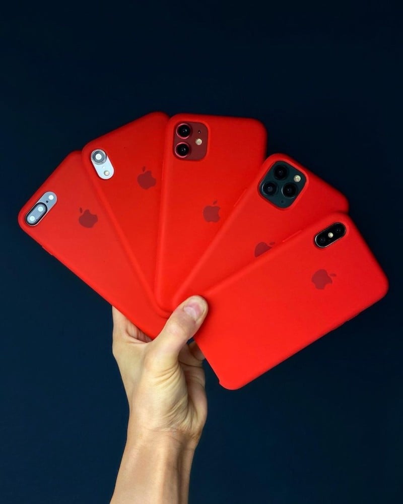 كفر ايفون اكس ماكس احمر سليكون Red silicone case for iPhone Xs Max