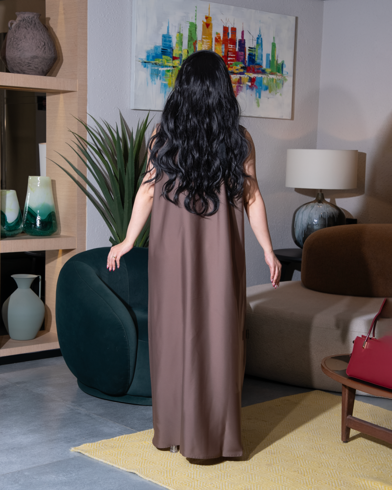 فستان عباية داخلى لون بني