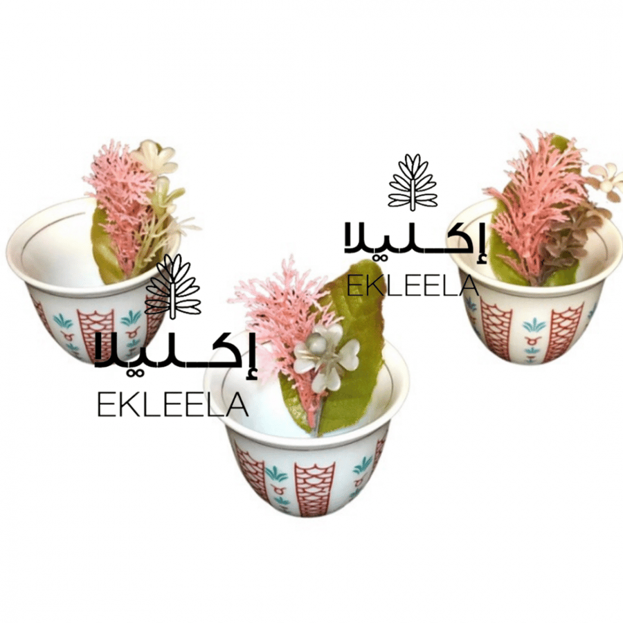 توزيعات فناجين سيراميك بنقوش شعبيه /عيديات / عيدية كبار  ( 12 فنجان )