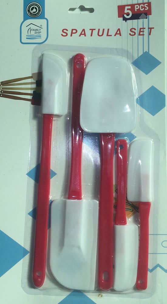 طقم 5 قطع سباتولا ملاعق مسطحه لتزيين الكيك والكريمه