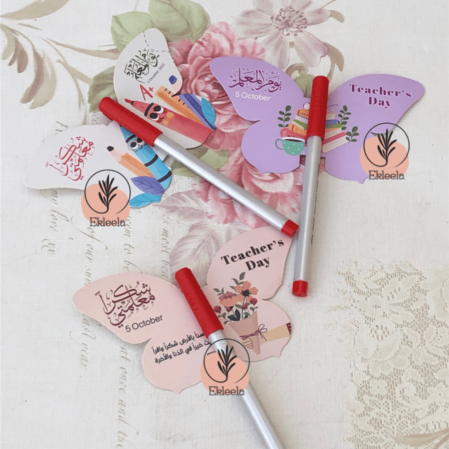 Red ballpoint pen favors with Teacher's Day theme (12 pieces)