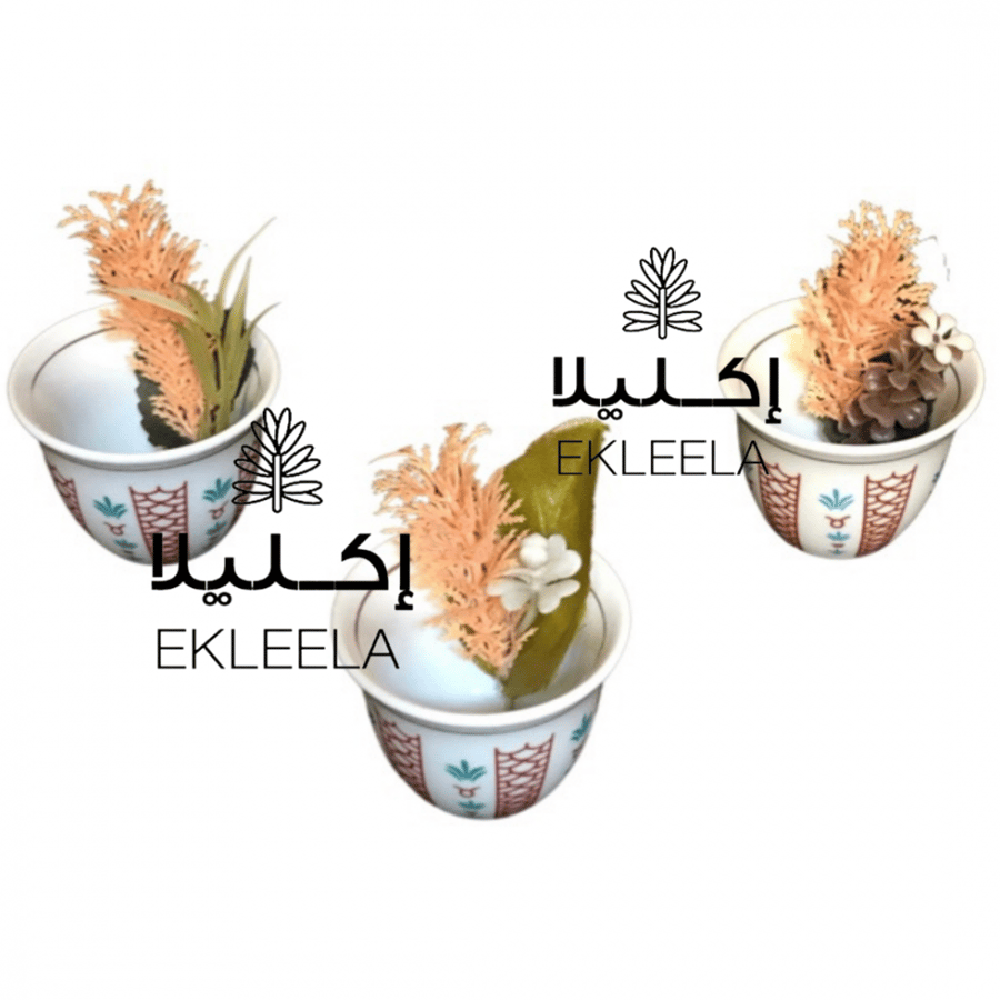 توزيعات فناجين سيراميك بنقوش شعبيه /عيديات / عيدية كبار  ( 12 فنجان )