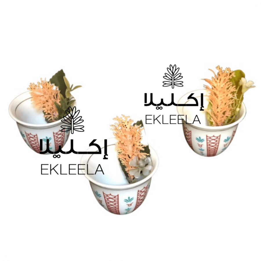 توزيعات فناجين سيراميك بنقوش شعبيه /عيديات / عيدية كبار  ( 12 فنجان )