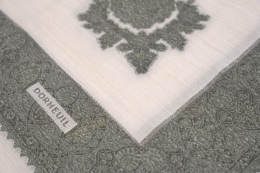 Keffiyeh wool Kashmir from Dormil - modern cement green