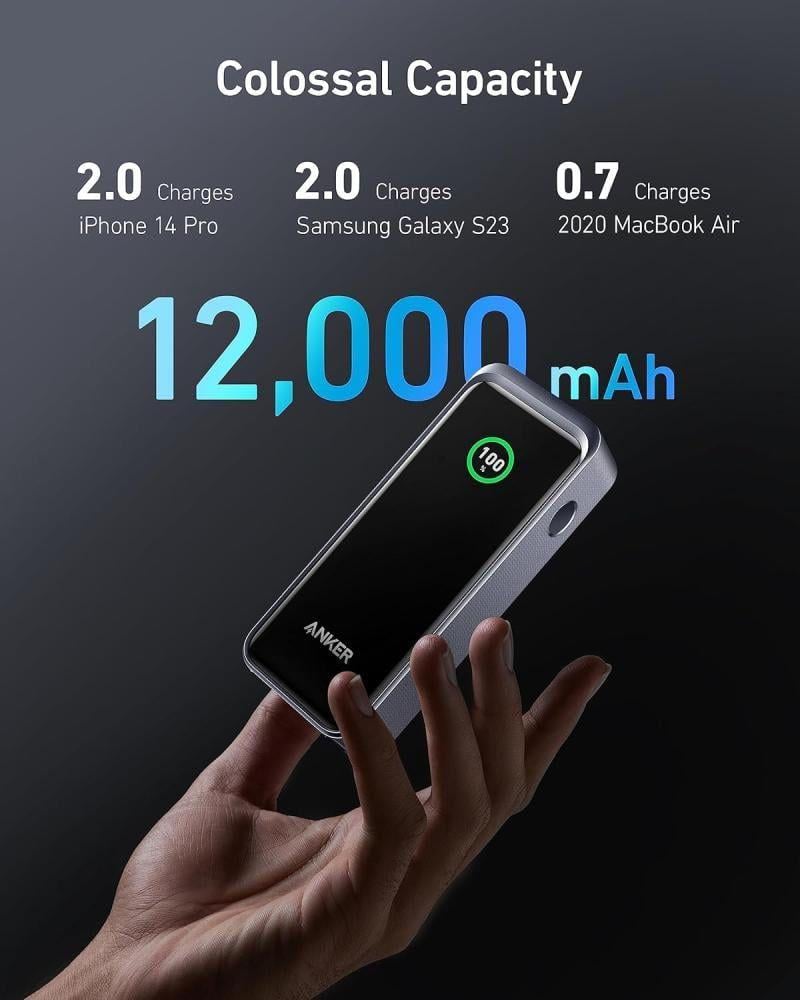 بطارية انكر برايم 12000 مللي أمبير بقوة 130 واط شاشة رقمية ذكية