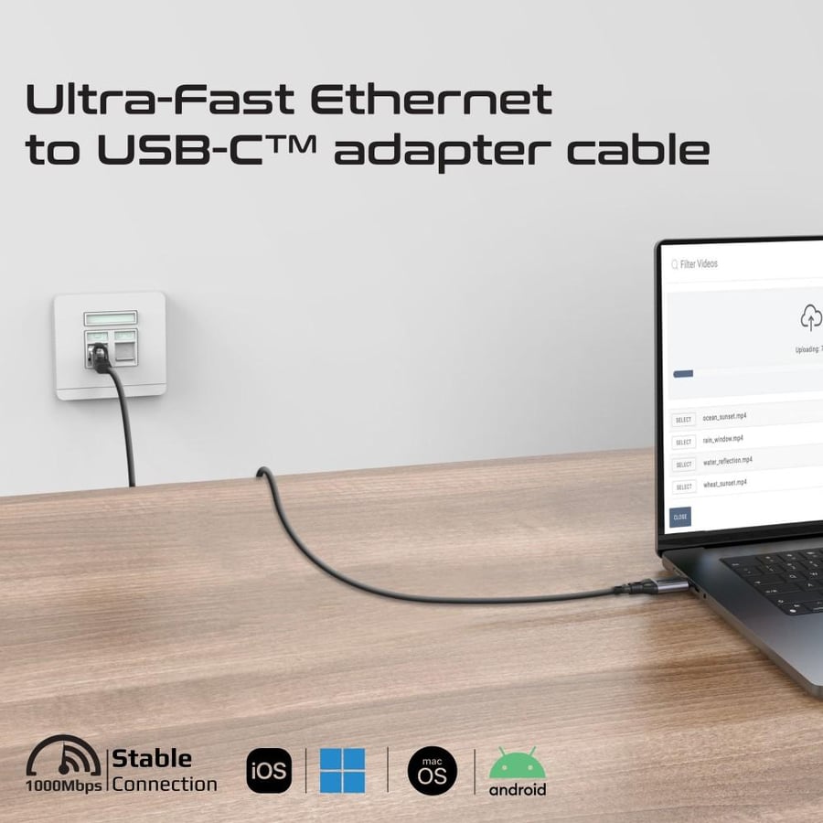أفضل كيبل إيثرنت USB-C إلى RJ45 بسرعة 1000 ميجابت في الثانية وبطول 5 أمتار مصنوع من سبائك الألومنيوم الممتازة، يدعم جميع أجهزة USB-C بما في ذلك الحواسيب المحمولة، الأجهزة اللوحية والهواتف المحمولة مع دعم التوصيل والتشغيل Promate CLink-RJ45