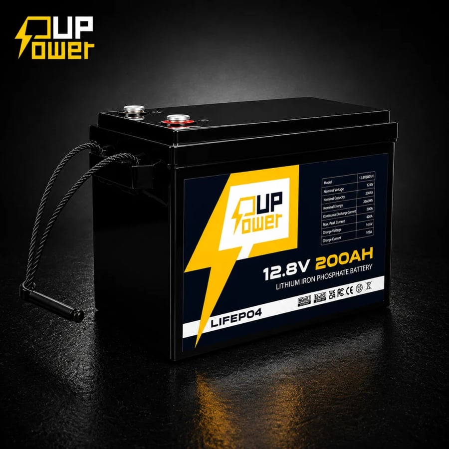بطارية ليثيوم LiFePO4 12.8V مع بلوتوث 200A BMS من PowerUp