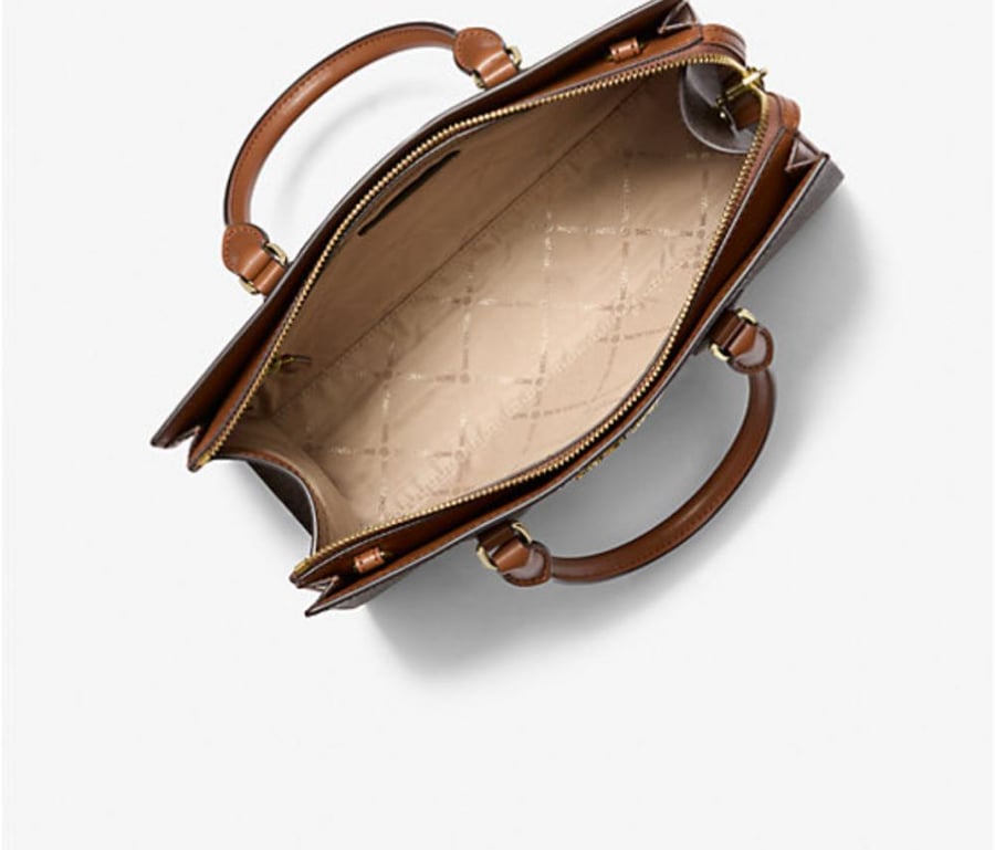 مايكل كورس Sheila Medium Signature Logo and Metallic Satchel