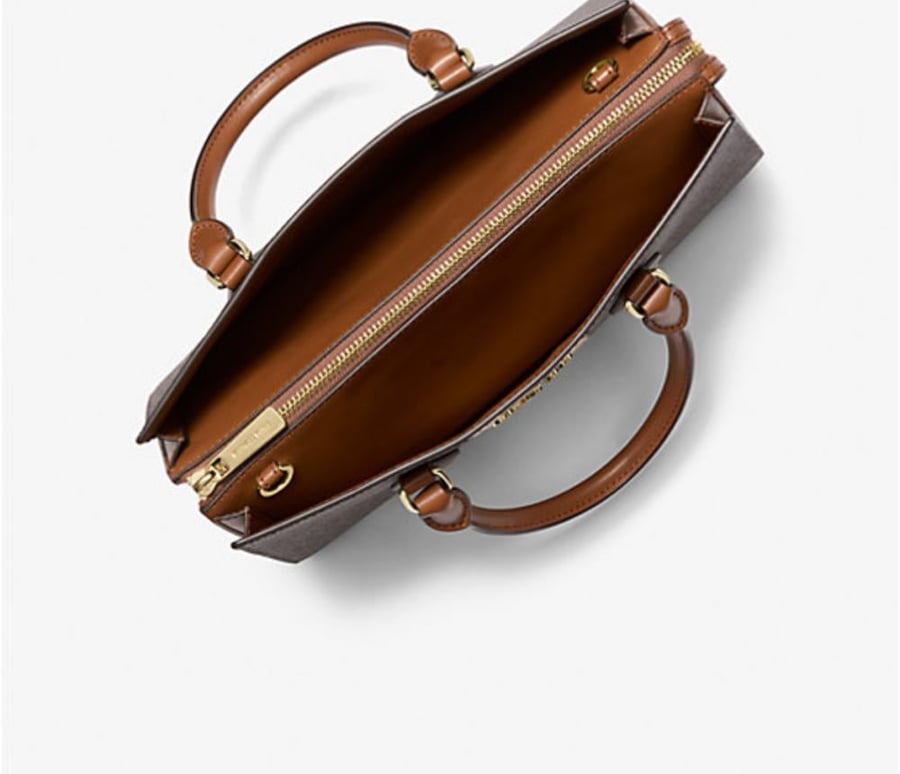 مايكل كورس Sheila Medium Signature Logo and Metallic Satchel
