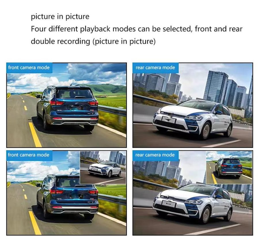Front and rear dash camera 1080P touch screen