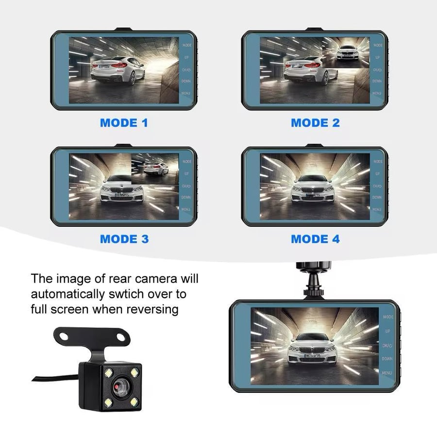 Front and rear dash camera 1080P touch screen