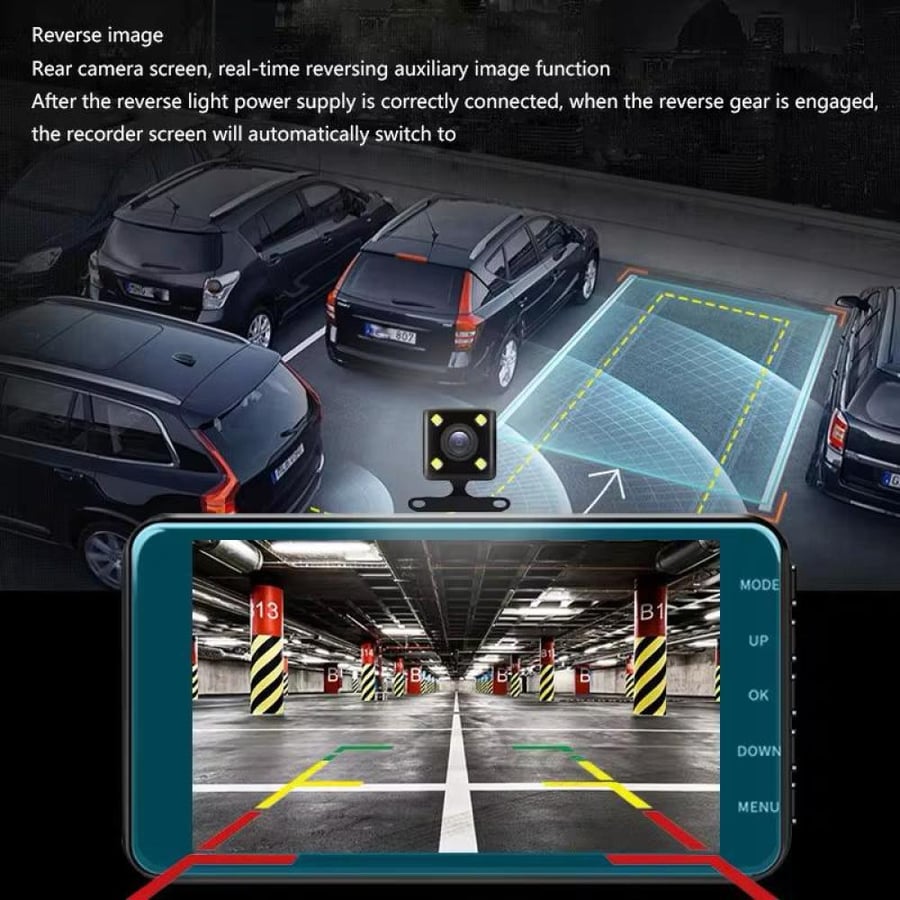 Front and rear dash camera 1080P touch screen
