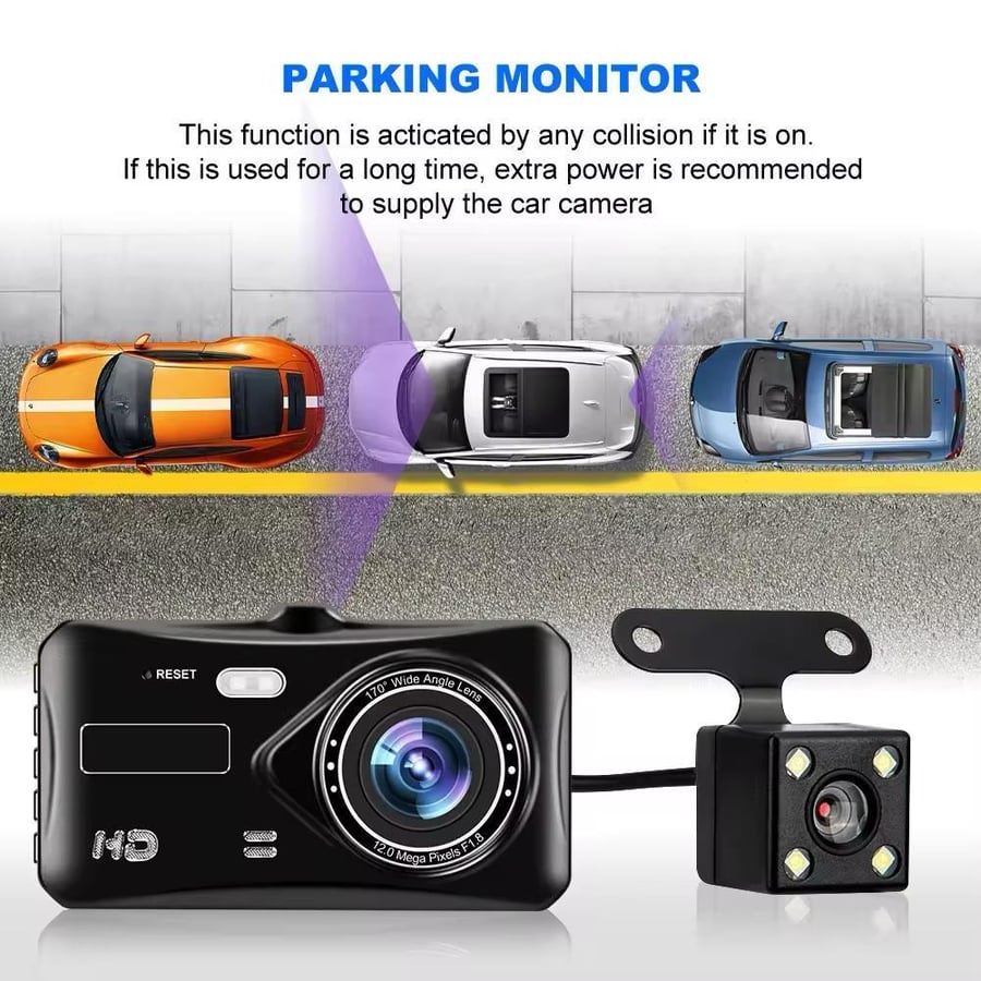 Front and rear dash camera 1080P touch screen