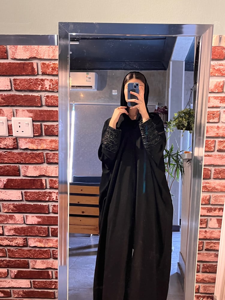 عباية شك اكمام اسود #15