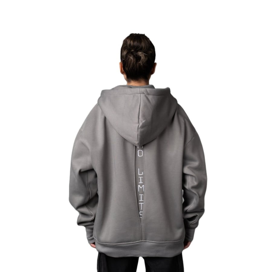 GREY HOODIE HIGH NECK - هودي رمادي مع رقبة عالية