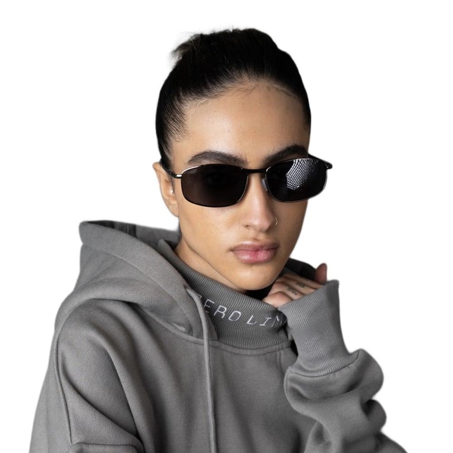 GREY HOODIE HIGH NECK - هودي رمادي مع رقبة عالية