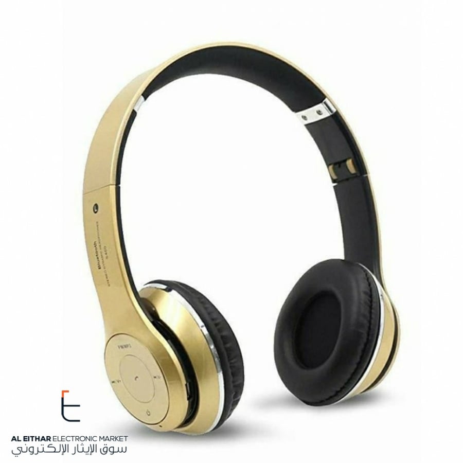 سماعة رأس بلوتوث لاسلكية رياضية ذهبي Gold Wireless Bluetooth Headphone v4.2