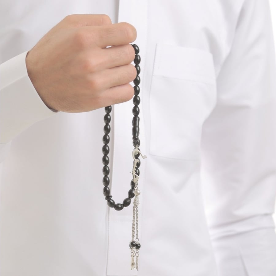 سبحه بالاسم مطليه فضه 925 جرام