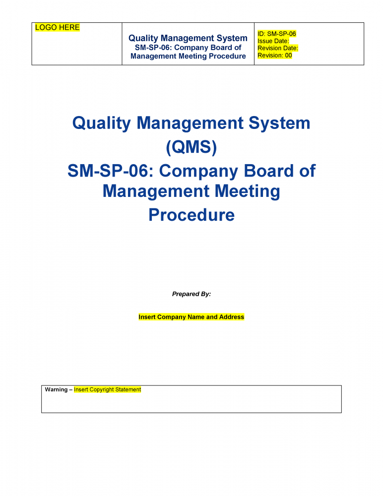 Company Board of Management Meeting