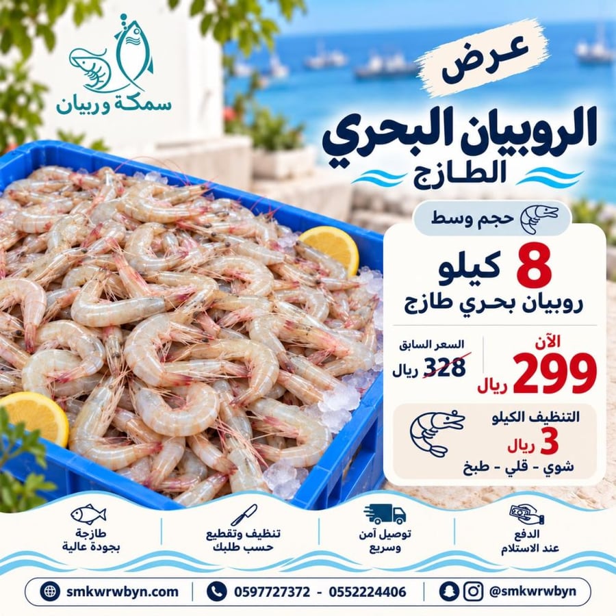بوكس ربيان بحري طازج 8 كيلو
