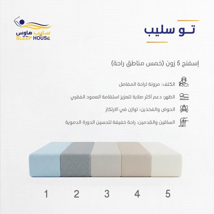 مرتبة تو سليب |TO SLEEP|ﻻتكس |اسفنج 5زون |ضمان 10 سنوات