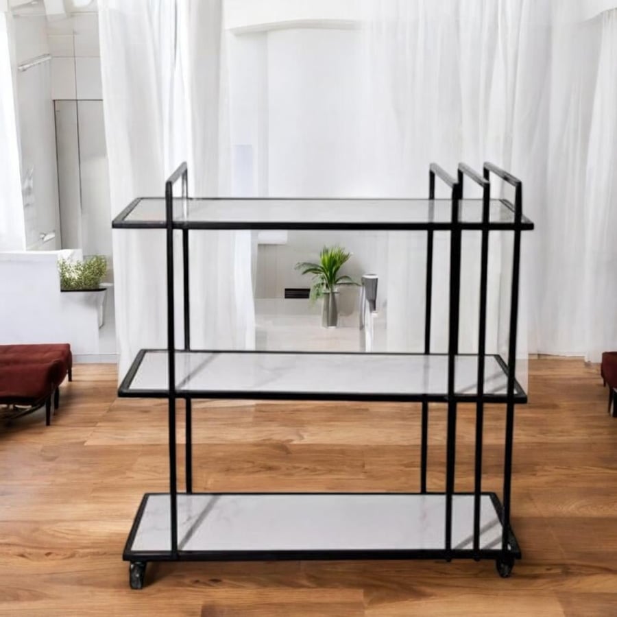 عربية تقديم اسود 3 دور سطح زجاج  90 * 30 * 80
