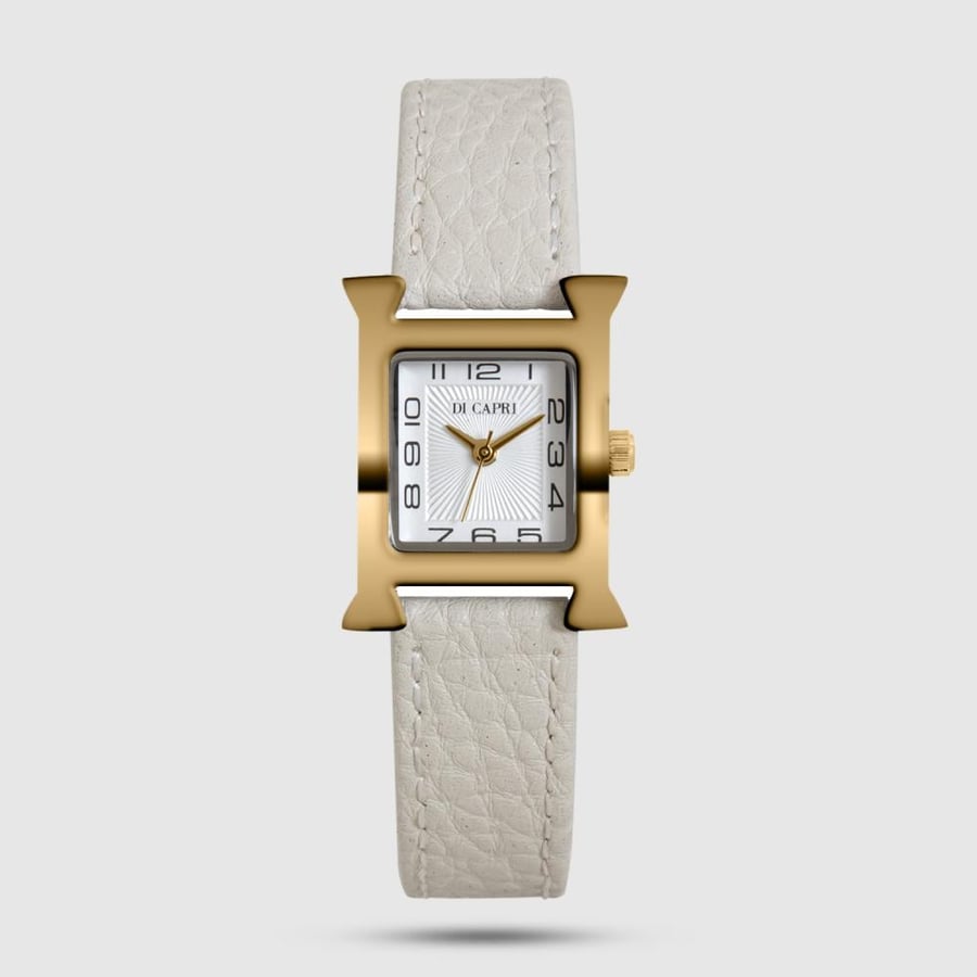 White leather Capri with gold, women's - DI180