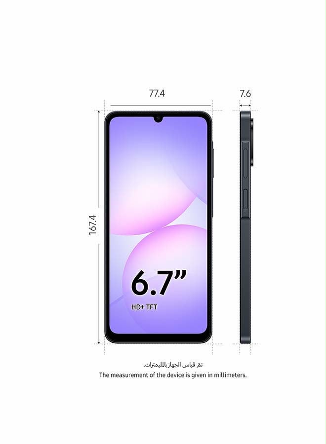 سامسونج جالاكسي A07 نسخة 4G باللون الأسود سعة 128 جيجابايت مع 4 جيجابايت رام