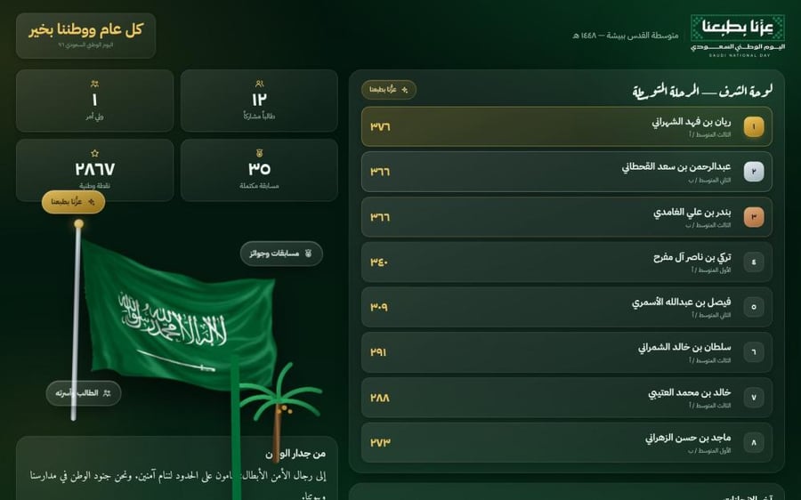 منصة عِزُّنا — فعاليات اليوم الوطني السعودي للمدارس