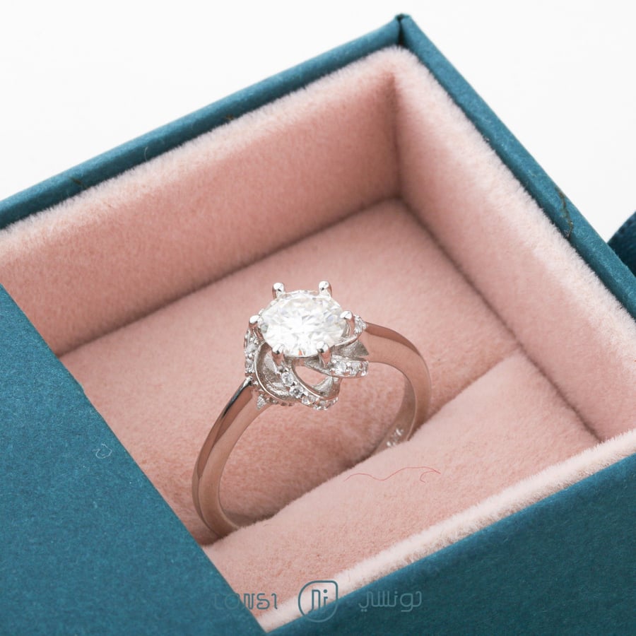 خاتم ألماس موزنايت فضة عيار 925