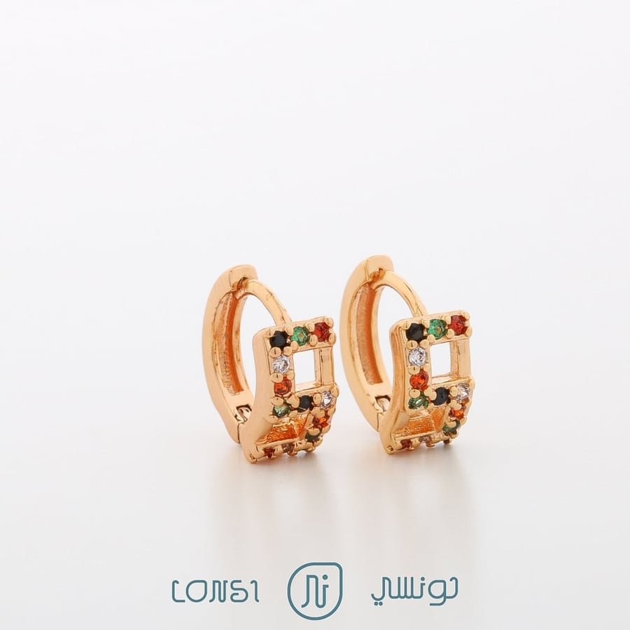 حلق زركون أحجار ملونة