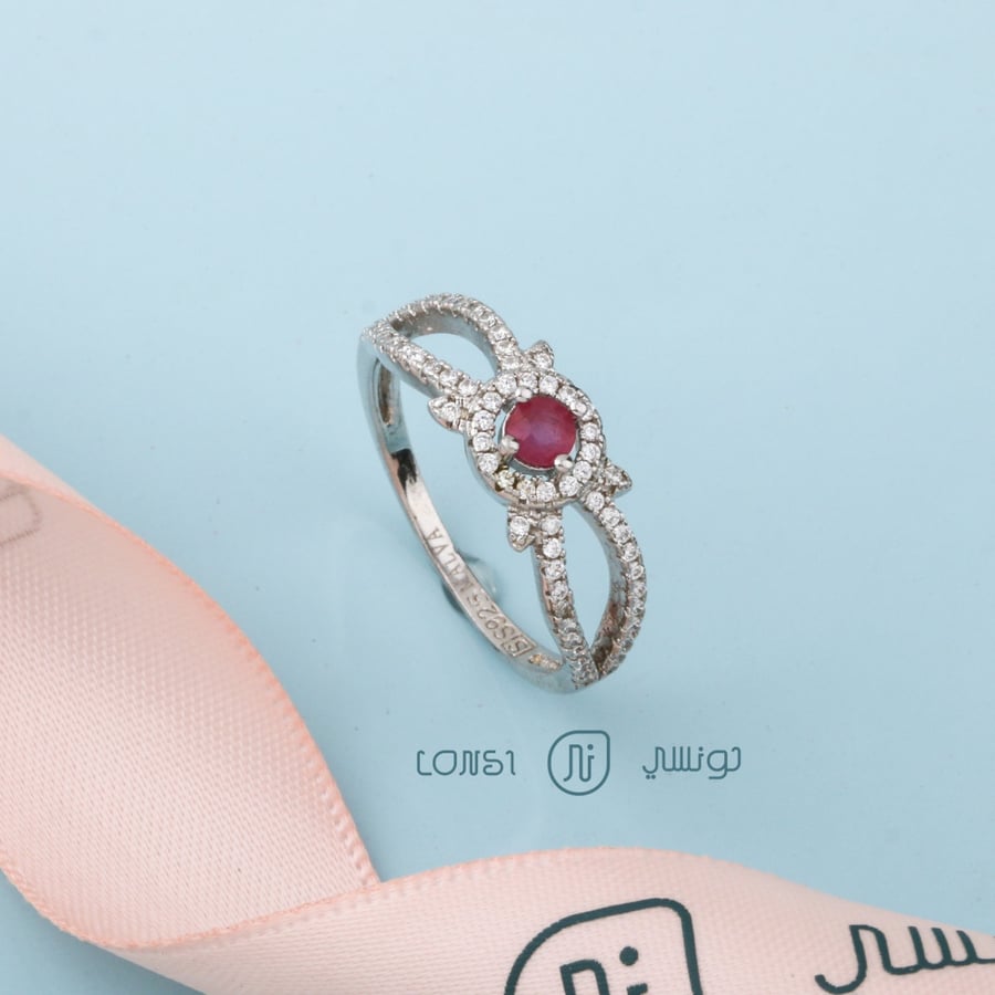 خاتم ياقوت فضة عيار 925