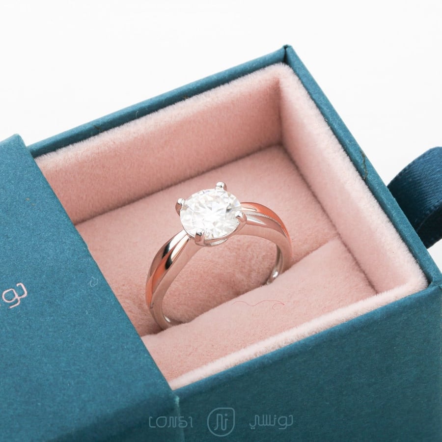 خاتم ألماس موزنايت فضة عيار 925