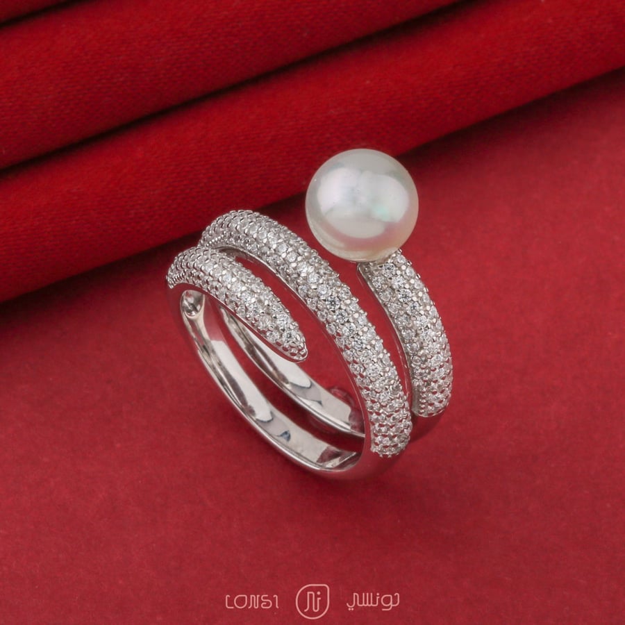 خاتم لؤلؤ فضة عيار 925